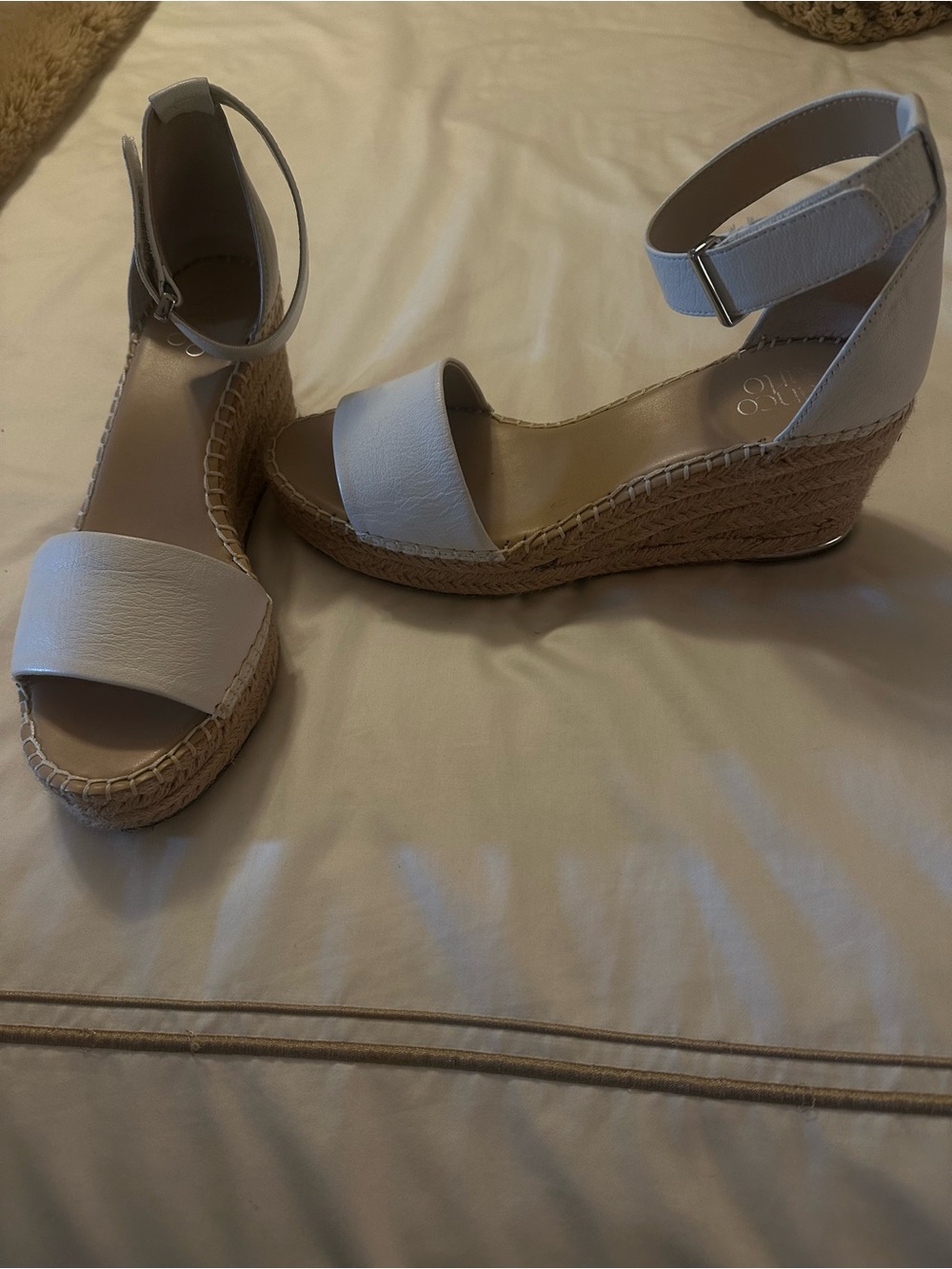 Franco Sarto White Espadrille Wedge Sandals